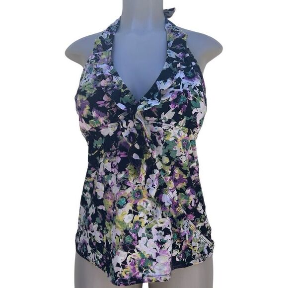 ASSETS By Sarah Blakely Spanx Swim Tankini Women's XL Multicolor Floral Halter - Picture 2 of 13